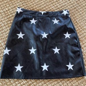 Nasty Gal US 4 Black Star Faux Leather Skirt XS S